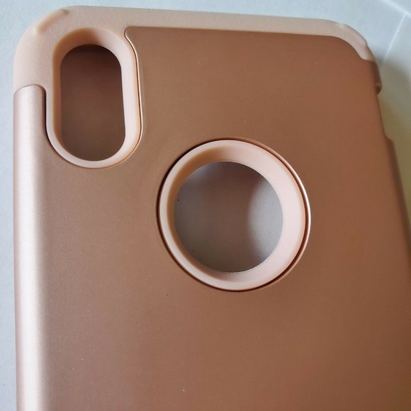 iphone XS Max 6.5 Case Rose Gold and Pink  Rubber - Picture 1 of 6